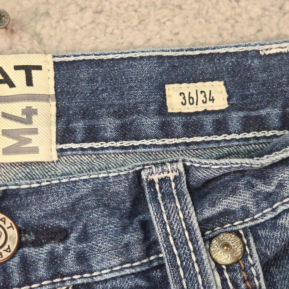Ariat M4 Coltrane Jeans Mens 36x34 Blue Durango Relaxed Boot Cut Western Cowboy